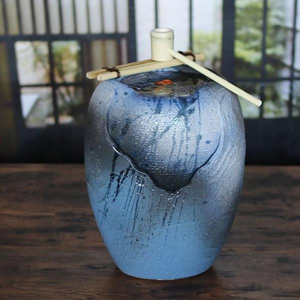 信楽焼 つくばい 清涼 水音の電動ツクバイ 循環式 陶器 蹲 水琴窟 す