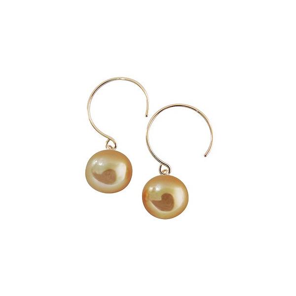 パール ピアス 18金 18k 普段使い フープ 南洋白蝶真珠 10mm k18