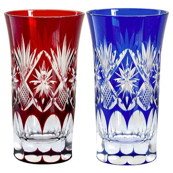 江戸切子 田島硝子 ひとくちビールグラス 星切子 ペアセット : お