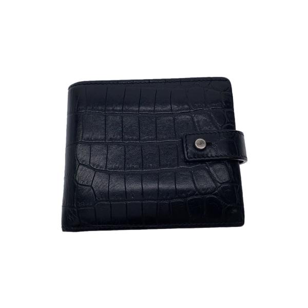 SAINT LAURENT◇2つ折り財布/レザー/BLK/無地/メンズ/GBL507618