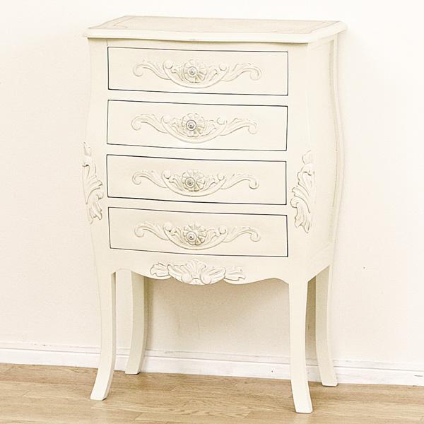 クロシオ コモ チェスト4D ホワイト 幅55cm 完成品 アンティーク調