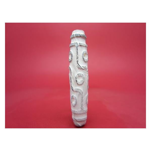 チベット天珠 九眼天珠 約57×11.5mm 稀少手彫り彫刻 一点物 : 天然石