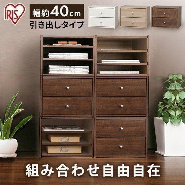 IRIS OHYAMA（アイリスオーヤマ） カラーボックス 収納 扉 引き出し