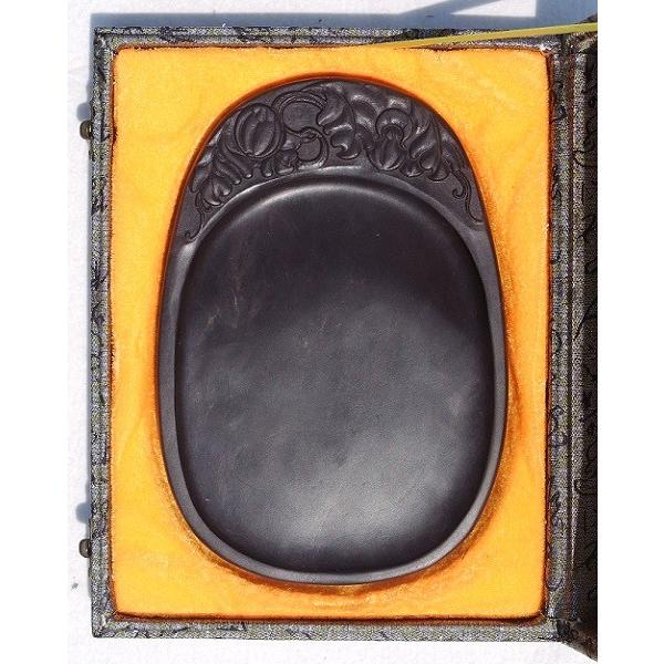 端渓硯 麻子坑 彫刻硯 8吋 瓜と葉の彫刻 すずり : 書道用品 緑風店