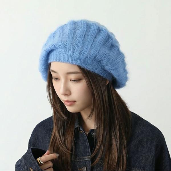 GANNI（ガニー） ベレー帽 Oversized Brushed Mohair Rib Beret A5106