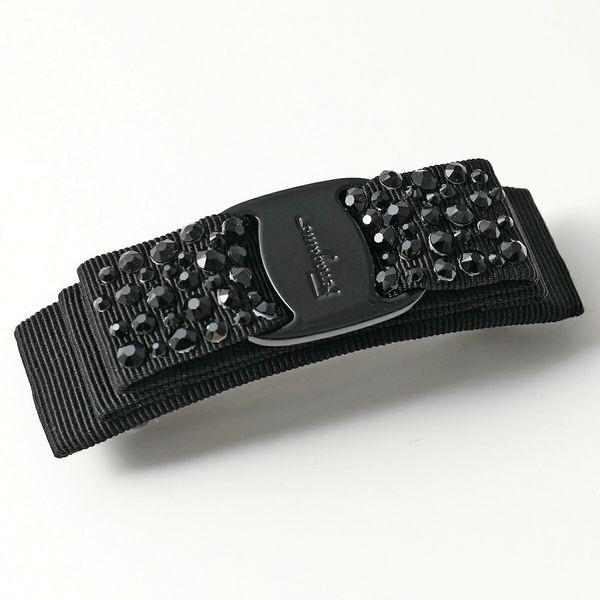 FERRAGAMO（フェラガモ） 34 1693 ヴィラリボン バレッタ ビジュー装飾