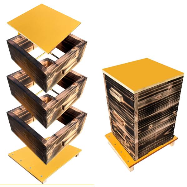 熟練大工作製、柾目板使用で重箱の節抜けの心配なし、日本蜜蜂6段重箱