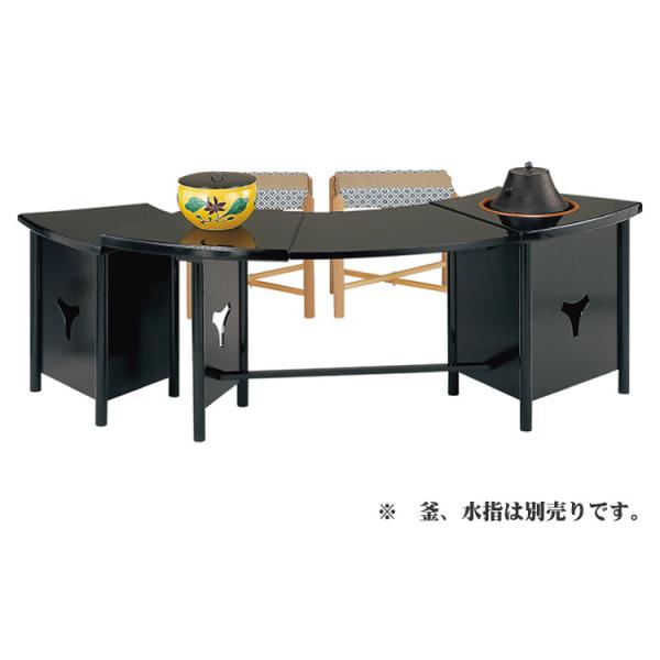 立礼卓 末広棚 即中斎好写 椅子2客付 小川湖舟作 表千家 茶道 茶道具