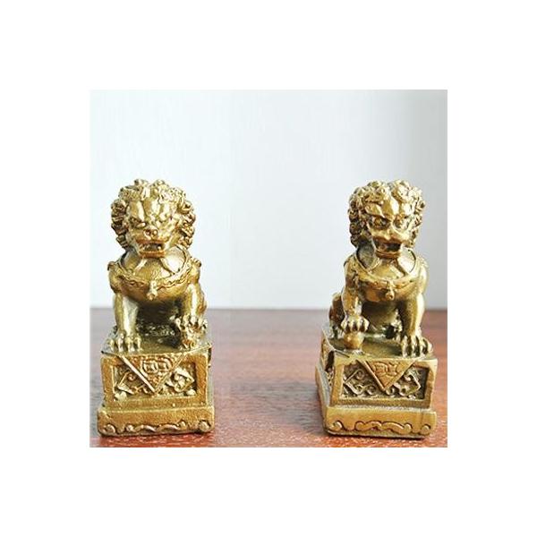魔除け真鍮製の獅子の置物[2体セット]開運風水グッズ 風水置物 魔除け