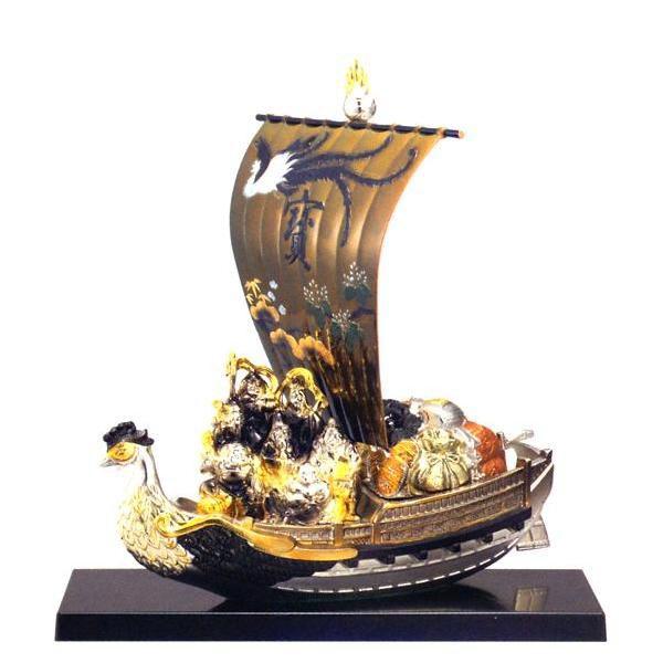 七福宝舟｜色分け 合金製 化粧箱入【高岡銅器 置物】宝船 10z73-2