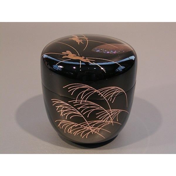 茶道具・茶器 中棗 野兎蒔絵、輪島塗 伝統工芸士 米本 匠伯（よねもと