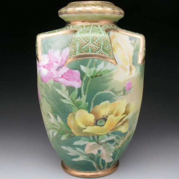 ノリタケ オールドノリタケ 金盛りジュール芥子絵 花瓶 22cm