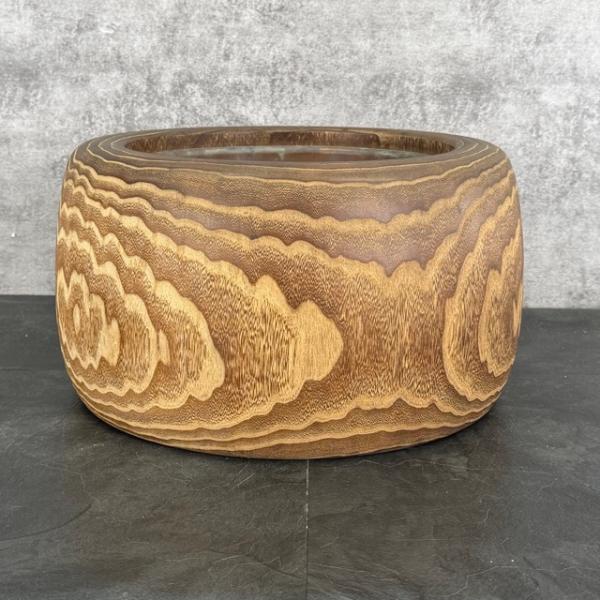 火鉢 木製 【中古】古道具 囲炉裏 和家具 銅落とし 約40×23cm 約4.1kg