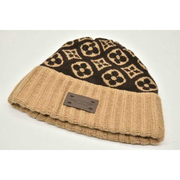 ルイヴィトン ニットキャップ モノグラム ベージュ カシミア シルク 箱