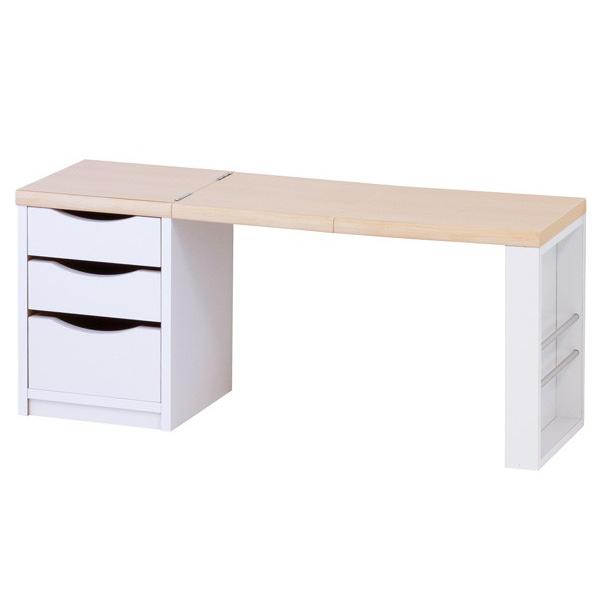 クロシオ ワンタッチ 折りたたみ 文机 ローデスク 引き出し3段