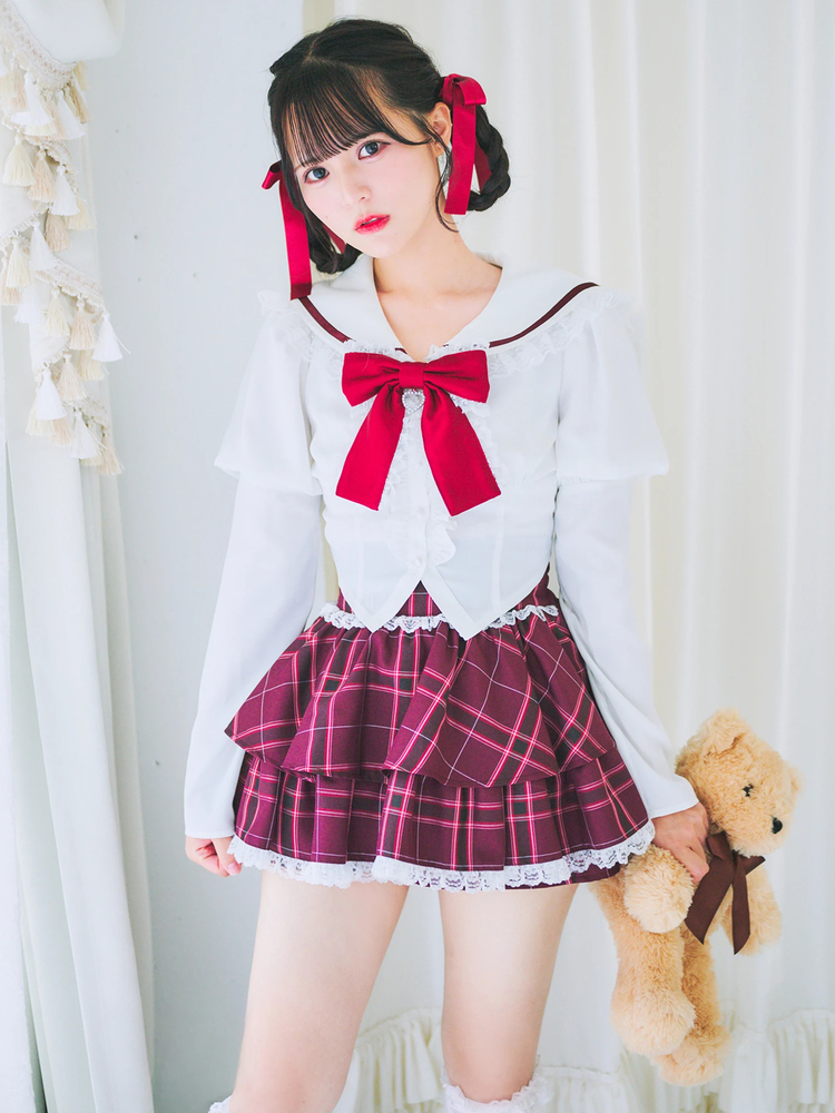 チェックフレアギャザースカパン - Ank Rouge(アンクルージュ)の