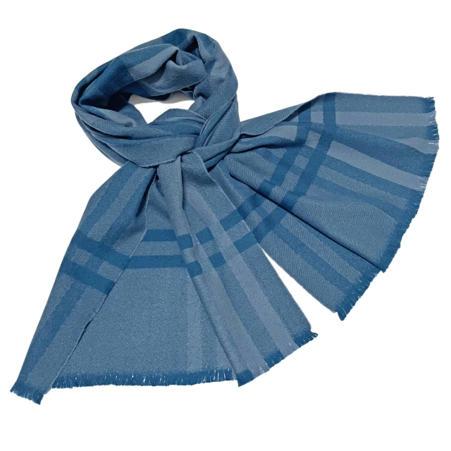 ロロピアーナ カシミヤ100% マフラー ブルー系 男女兼用 ロロピアーナ