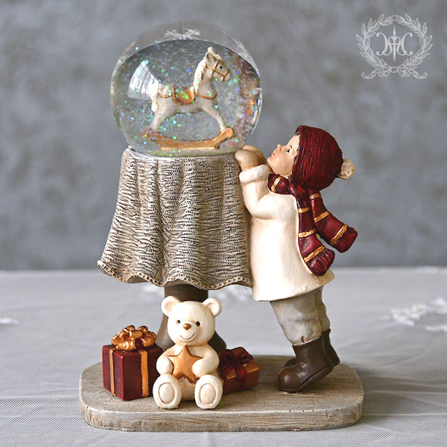 ビンテージスノードーム＆キッド 10365【ハルモニア スノードーム