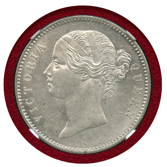 英領インド ヴィクトリア 1ルピー銀貨 （1840年 ）PCGS AU50 英領