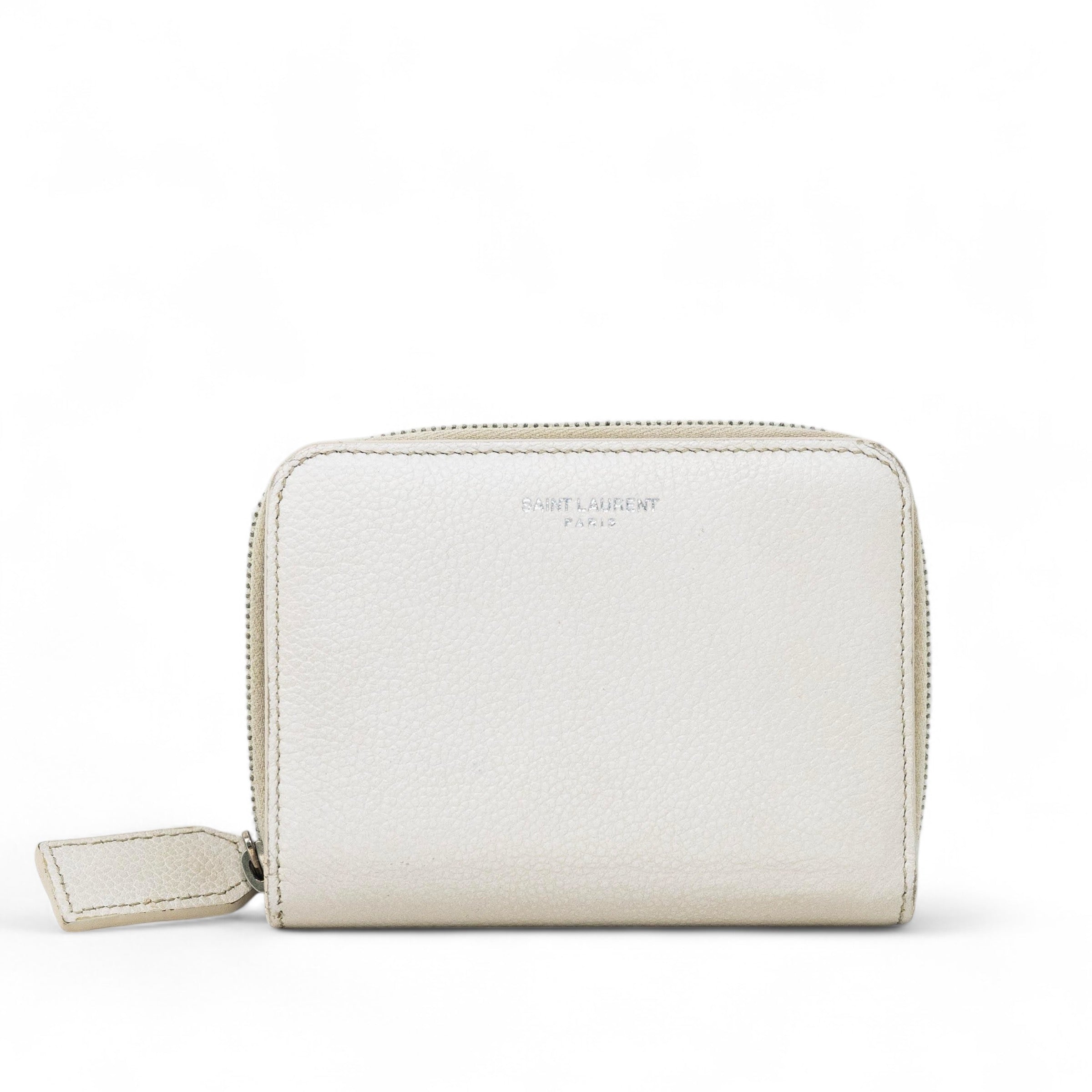 Saint Laurent White Compact Wallet | Jadore Couture