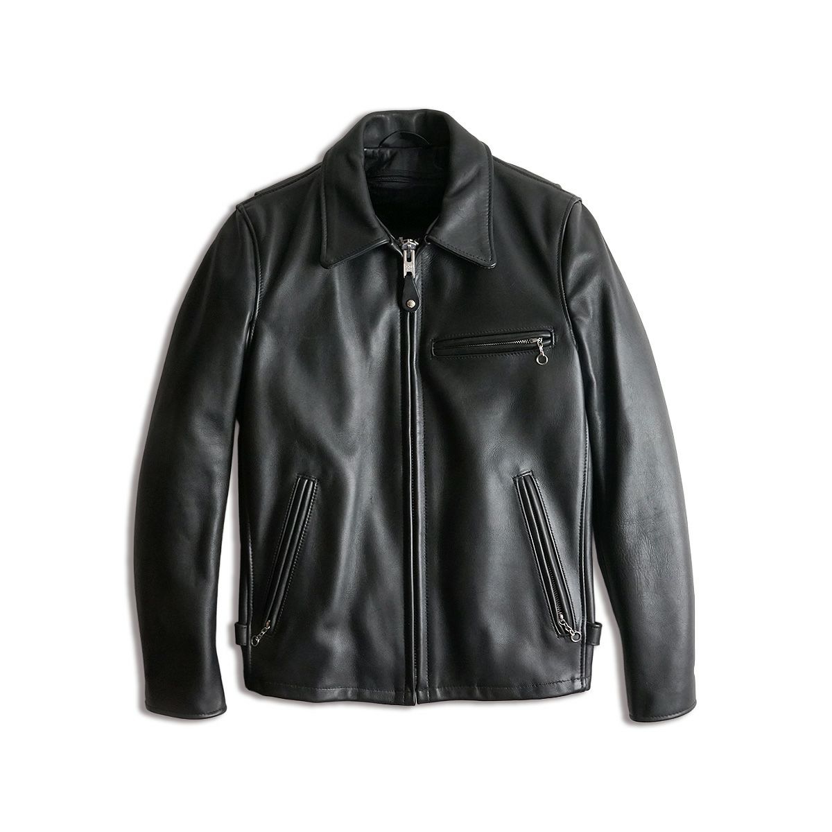 34 Schott ブラック レザー シングル ライダース642 ライナー付 SCHOTT