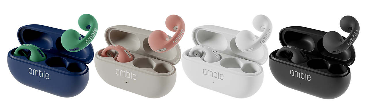 耳をふさがないワイヤレスイヤホン「ambie」に快適装着の新モデル