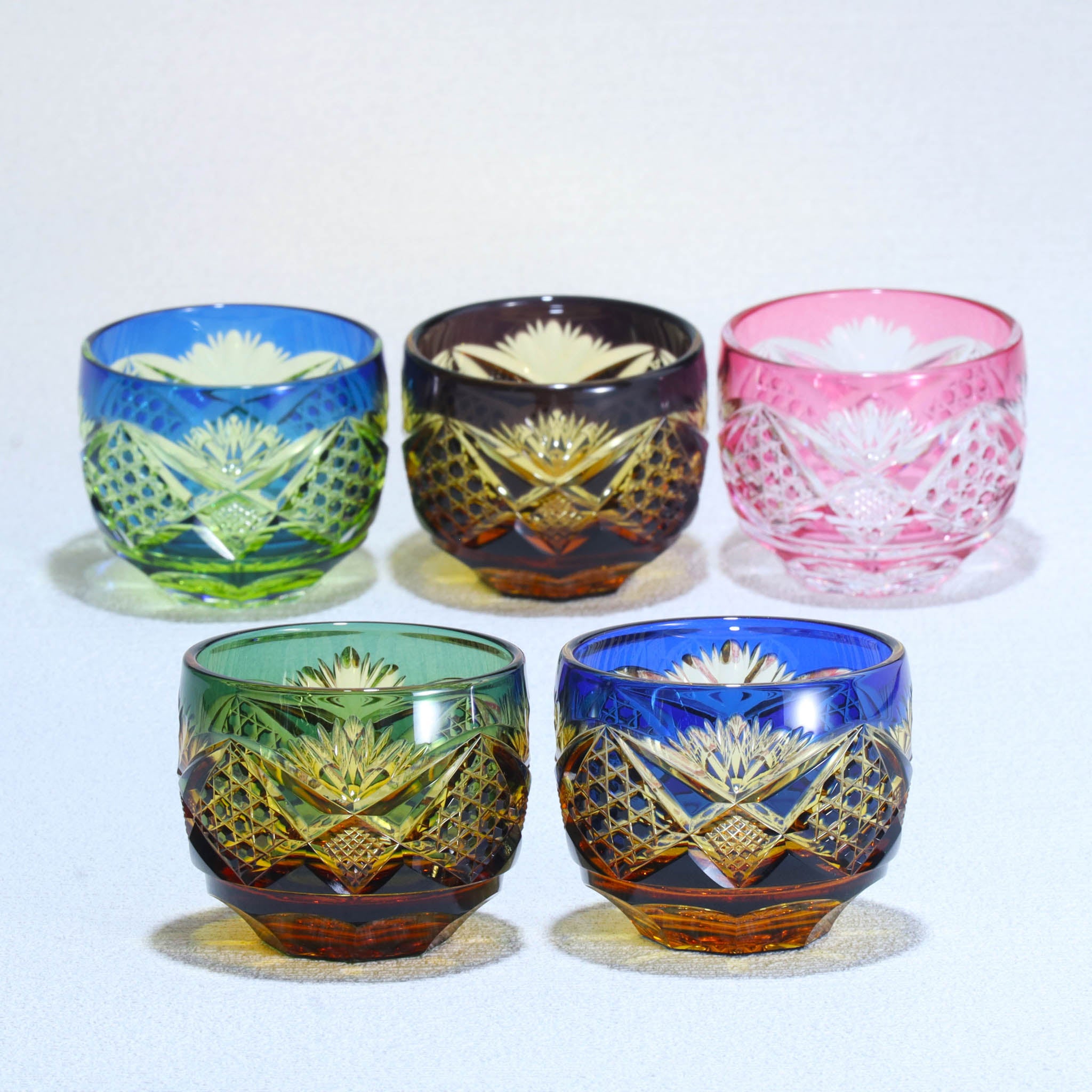 綾ガラス 酒器 | 綾切子 猪口 | 金赤 | グラスアート黒木