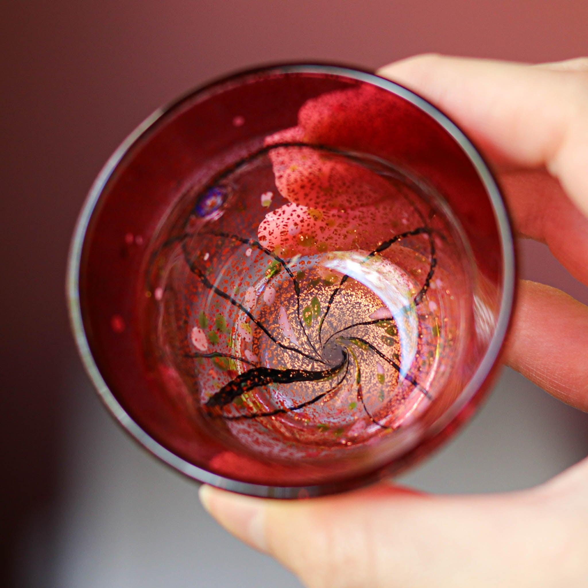 綾ガラス 酒器 | 光琳 雅 ぐい呑み | 金赤 | グラスアート黒木