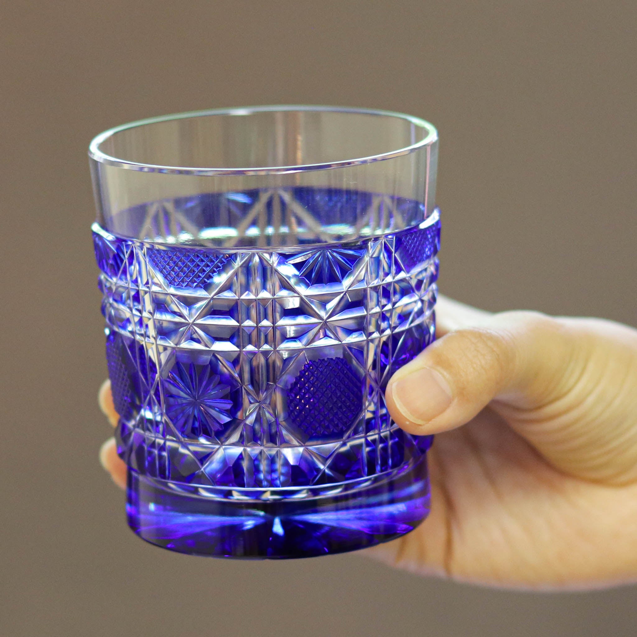 薩摩切子 ロックグラス | オールド | 瑠璃 | 薩摩びーどろ工芸