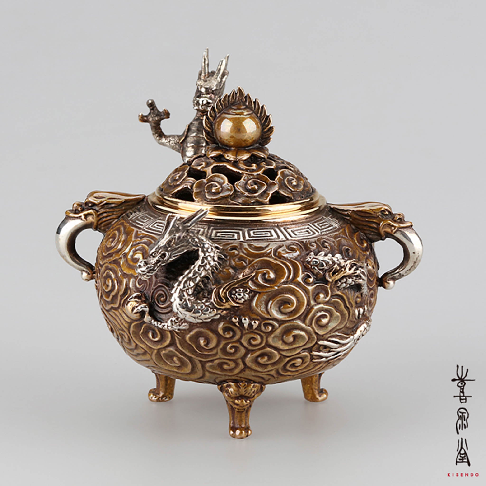 銅器 香炉 竜炉 香道具 装飾品 工芸品 置物 高岡銅器 香炉 | 龍雲