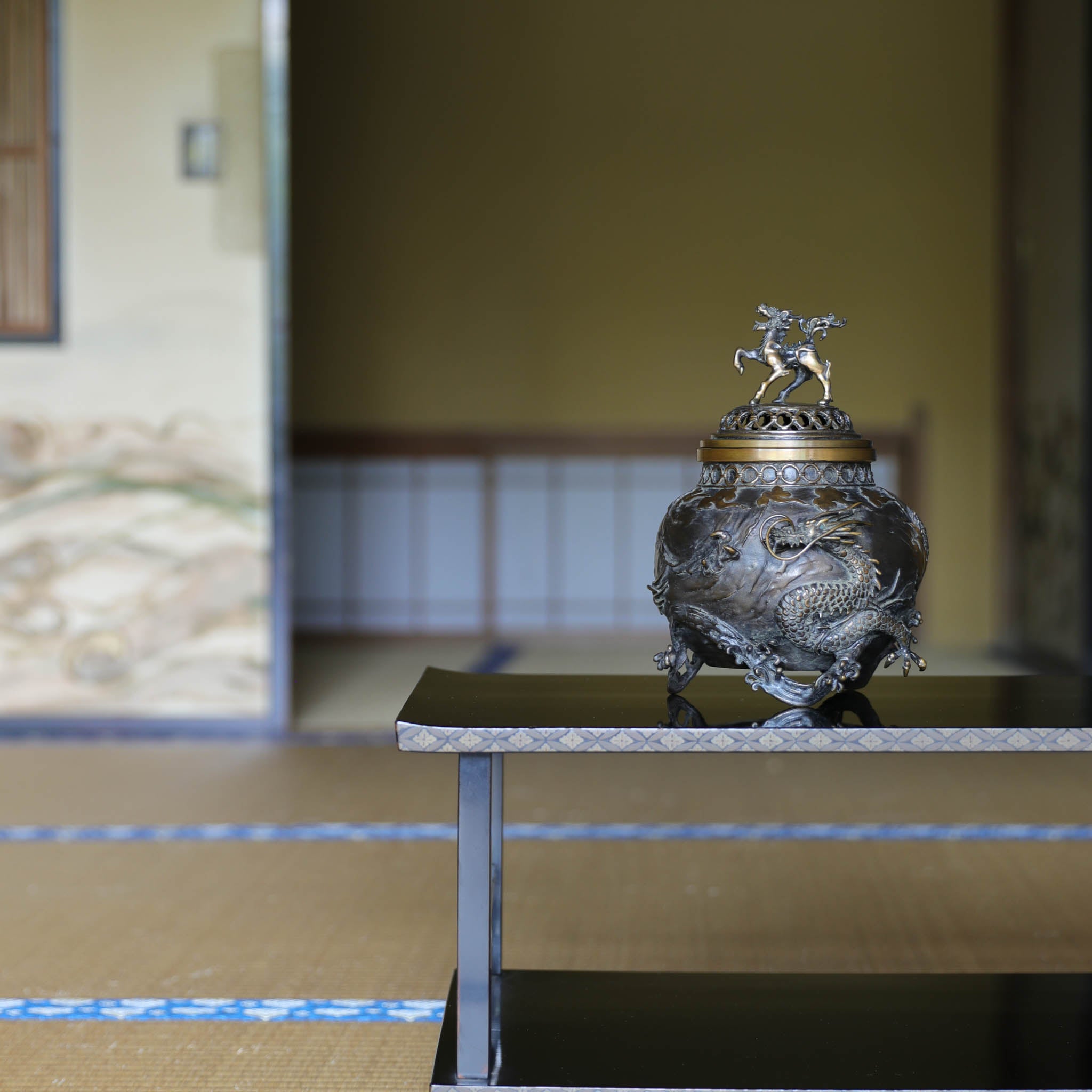 骨董 銅製 中国 古銅 驢馬賢人 のったり香炉 アンティーク 古美術