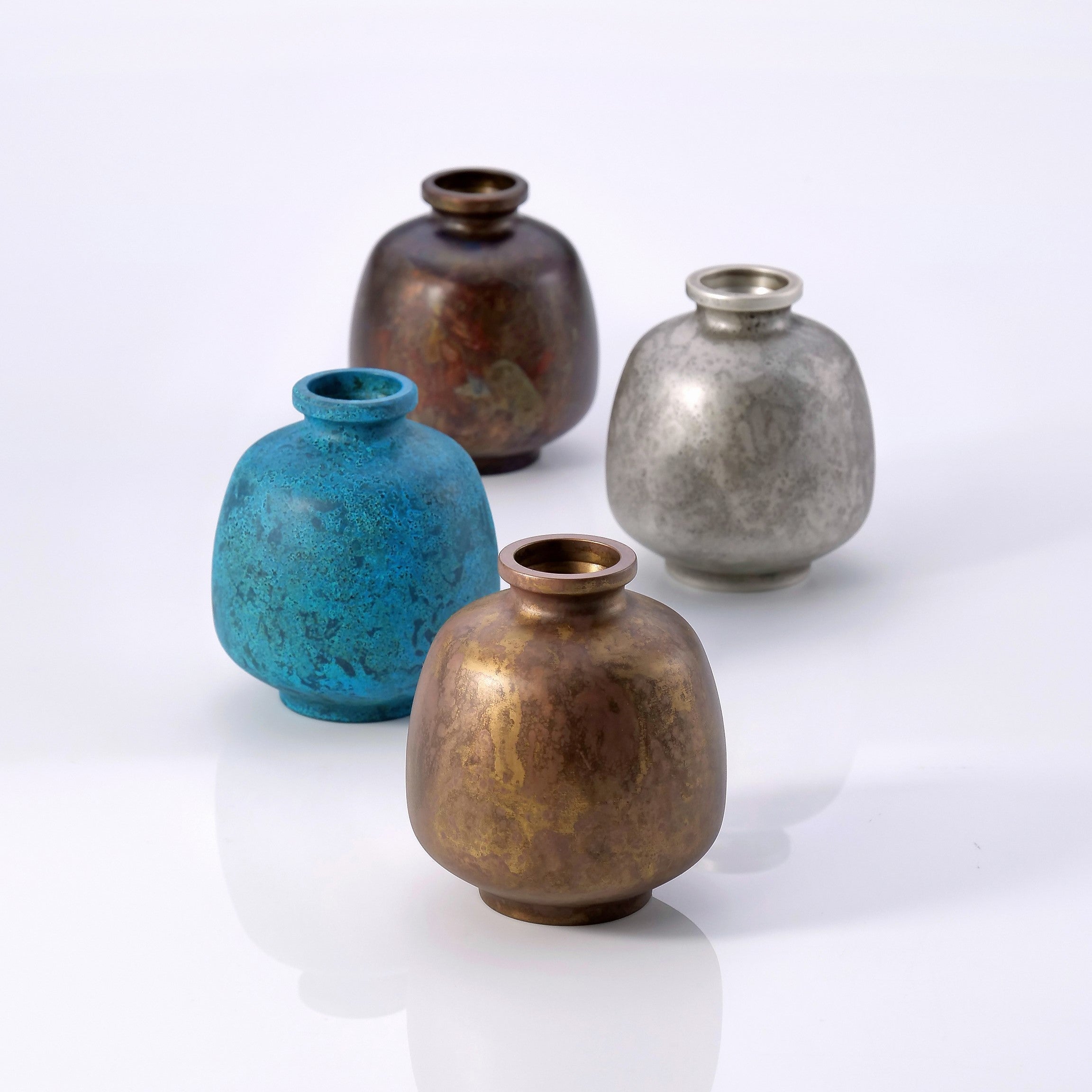 鋳銅 ♯ 光弘 作 双耳 鋳銅 花瓶 銅花器 銅花瓶 長頸