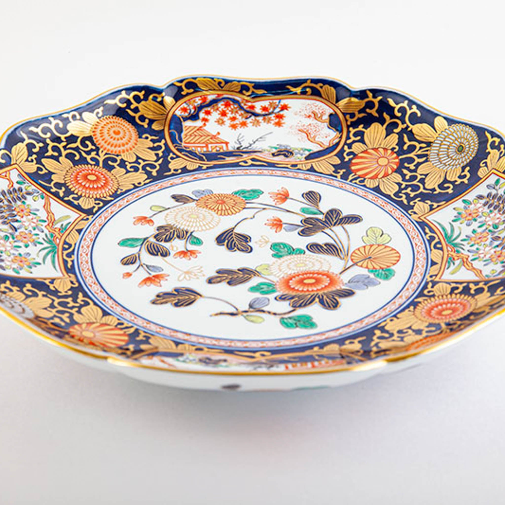 新品有田焼琳派古伊万里様式盛皿小 木箱入磁器直径31cm其泉窯