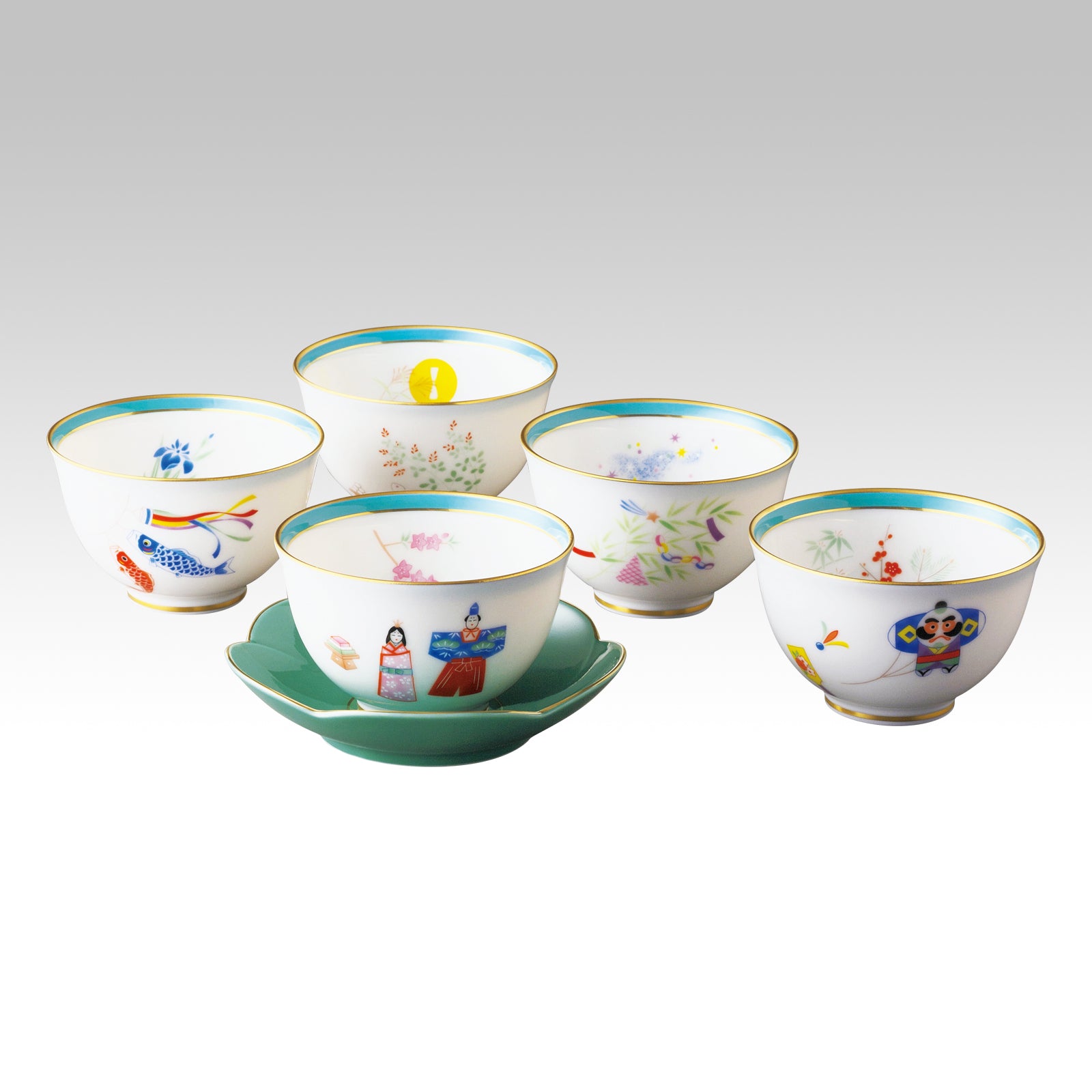 2036 香蘭社 蘭花唐草 湯呑 5客 金彩 未使用 2036 香蘭社 蘭花唐草