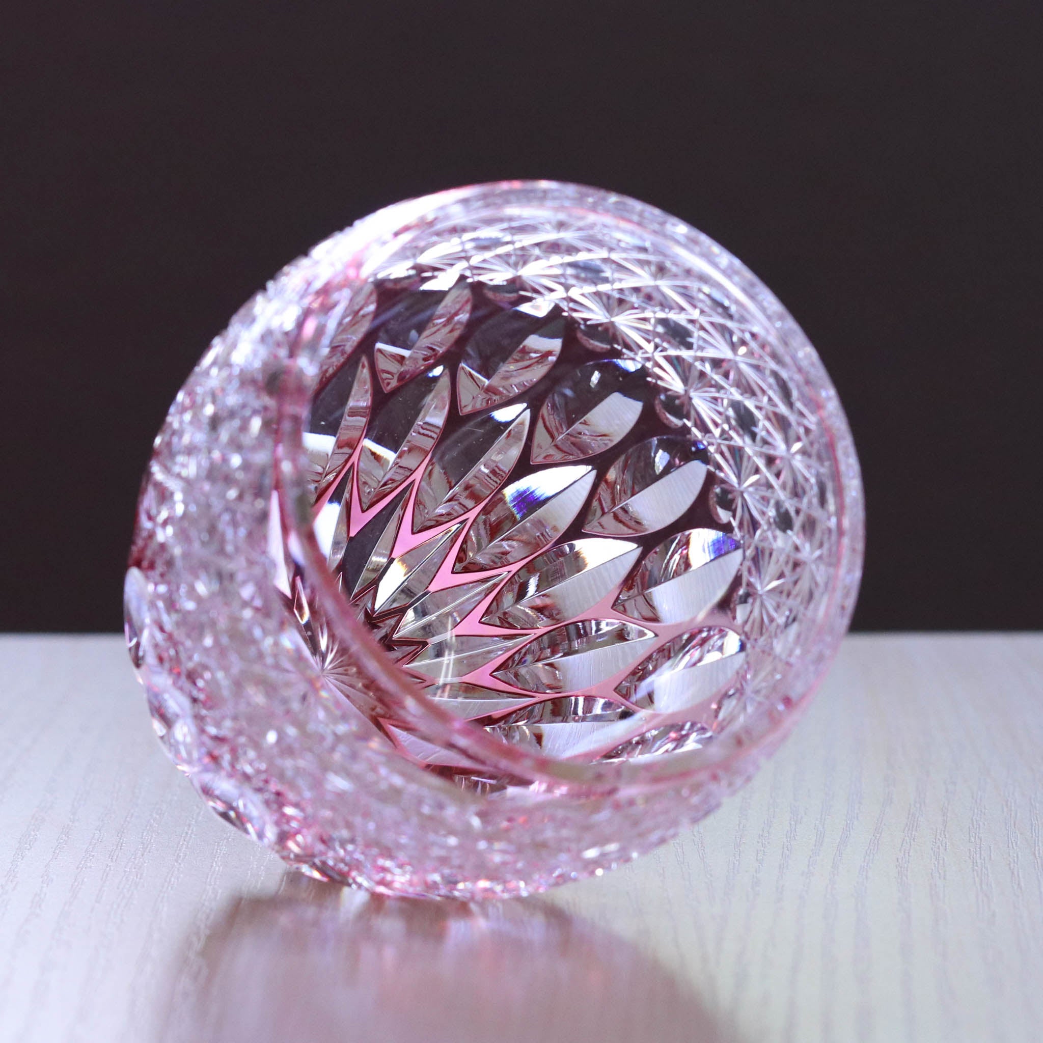 江戸切子 ロックグラス | 蓮華 | 金赤 | 東亜硝子工芸