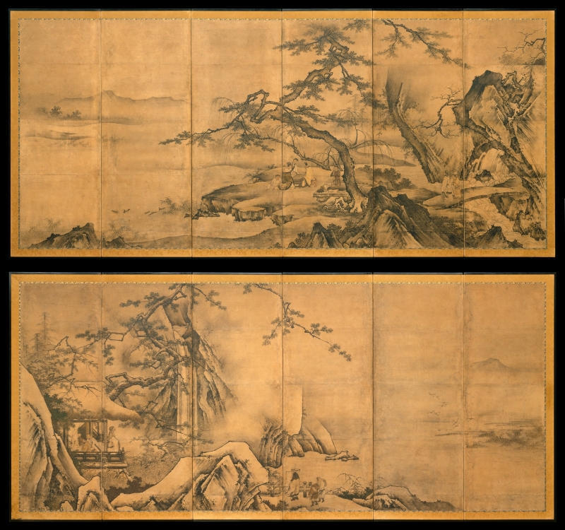 狩野元信『琴棋書画図屏風』 | 日本大百科全書