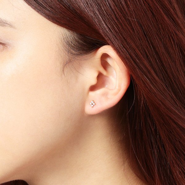 K10 ピンクゴールド ダイヤモンド フラワー ピアス （7282159911069