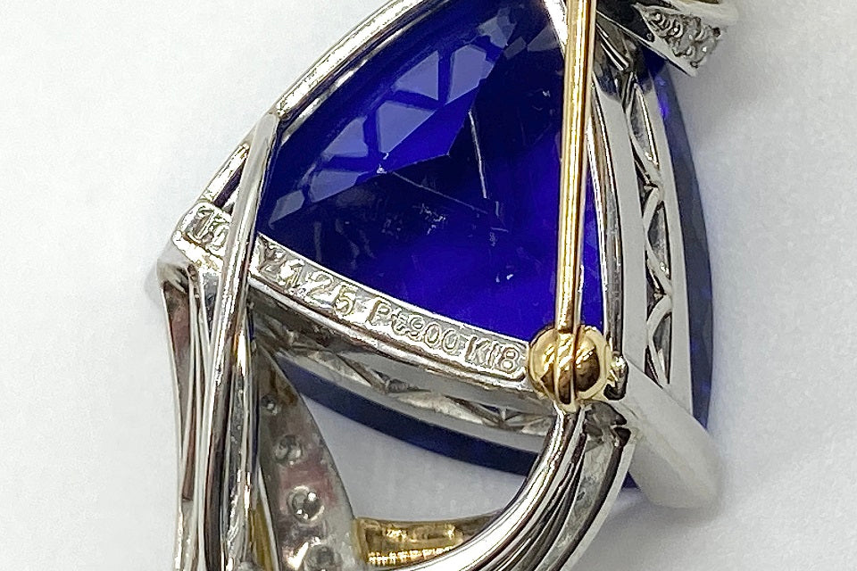 Tanzanite Pt900/K18タンザナイト ダイヤモンドペントップ兼ブローチ