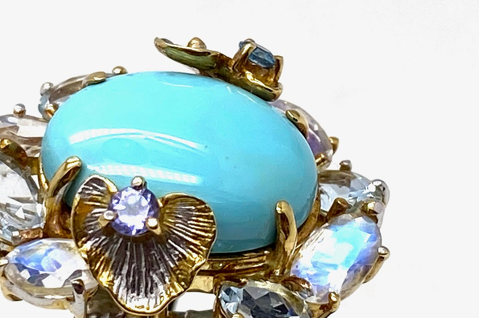 福原佐智】K18WG/YGトルコ石 ラブラドライト タンザナイト アクア