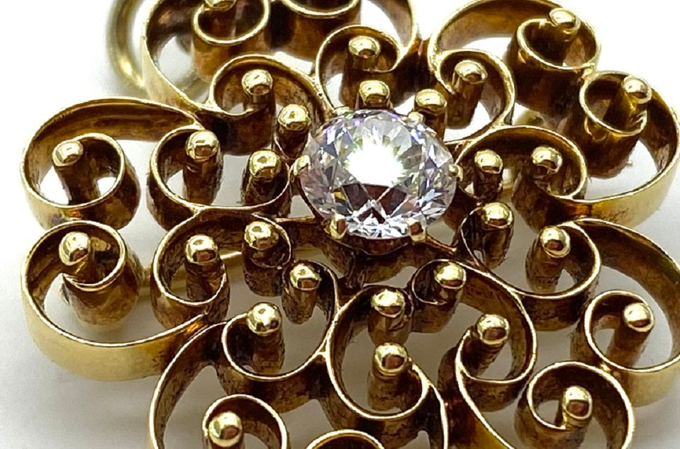 TIFFANY & CO. 【ティファニー】 K14ダイヤペントップ兼ブローチ (NO