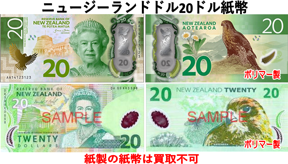 ニュージーランドドル(NZD) 20ドル紙幣の価格・金額（買取）ならJ