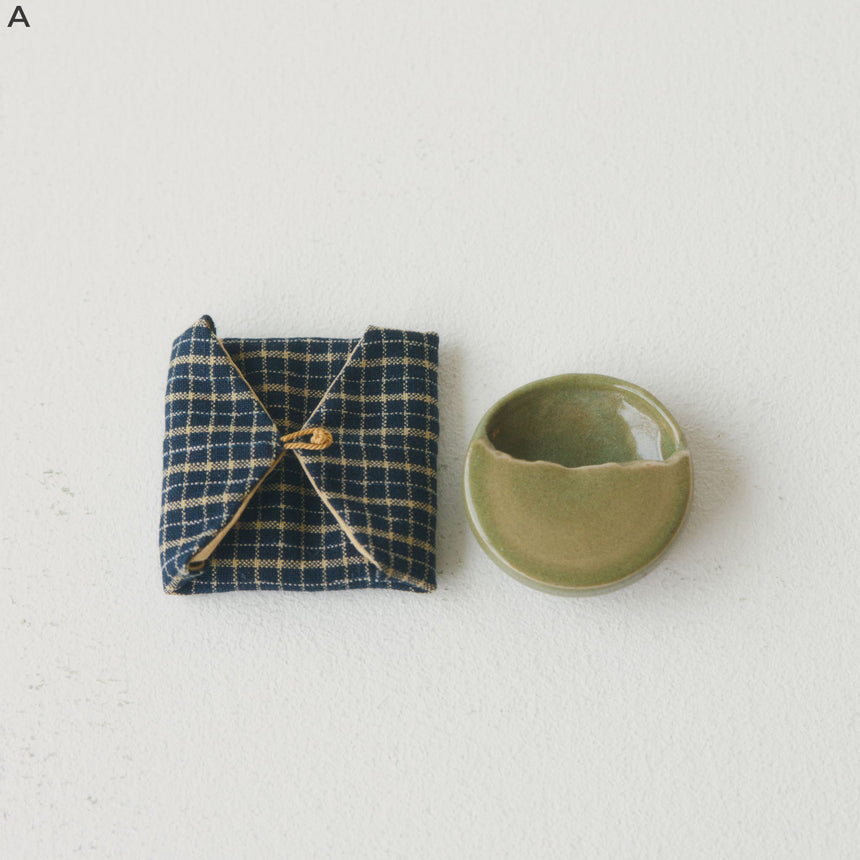 珍藏 玉 手付籠形 茶巾入 盆巾入 高さ約5cm 幅約