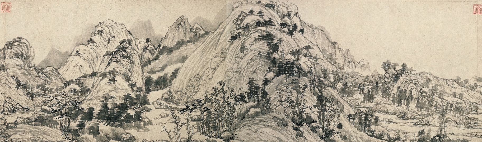 1762/△霞峰道人 落款在 肉筆 絹本 軸装 掛軸 日本画 山水画