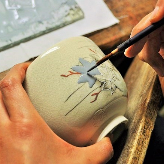 抹茶碗 仁清写青楓にカワセミ 橋本城岳作 清水焼窯元の通販・販売