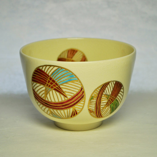 茶道具 水指 鳴滝窯 橋本城岳 作 共箱 金彩色絵 七宝透 縁起