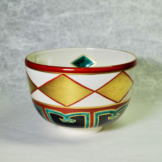 抹茶碗 仁清写 金菱文 400年前の斬新でシンプル、かつ美しい茶碗