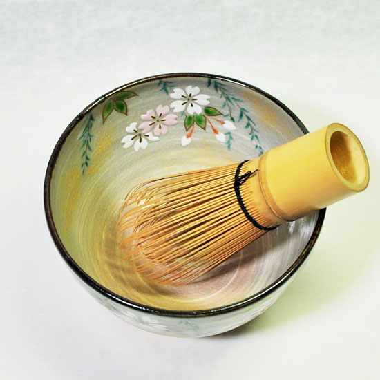 岡田佳山 乾山うつし 桜花茶碗 京焼 粟田焼 乾山写 茶道具 抹茶碗 岡田