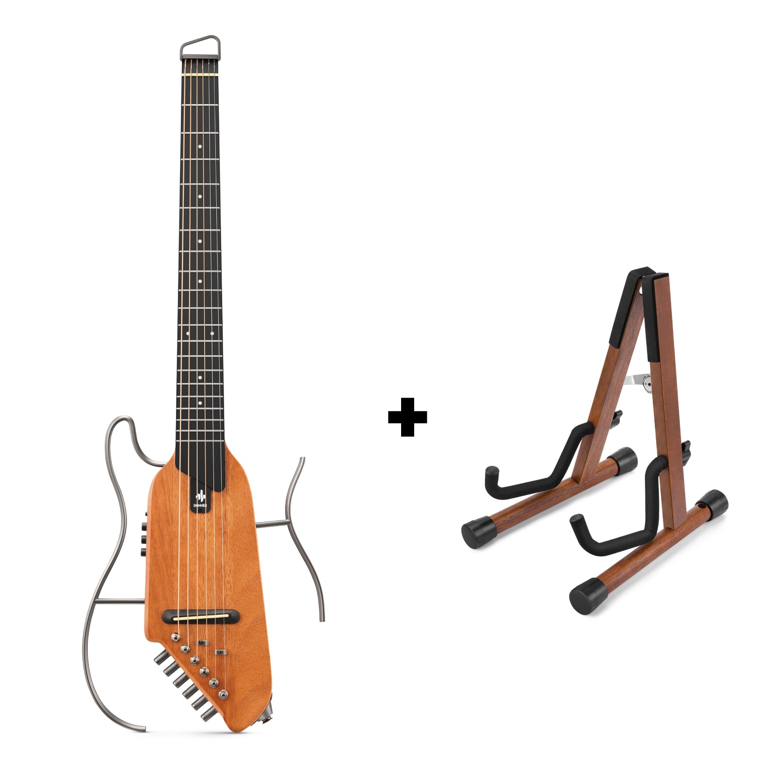 Donner HUSH-Xトラベルギター ドナー チューナーとカポ付き Donner