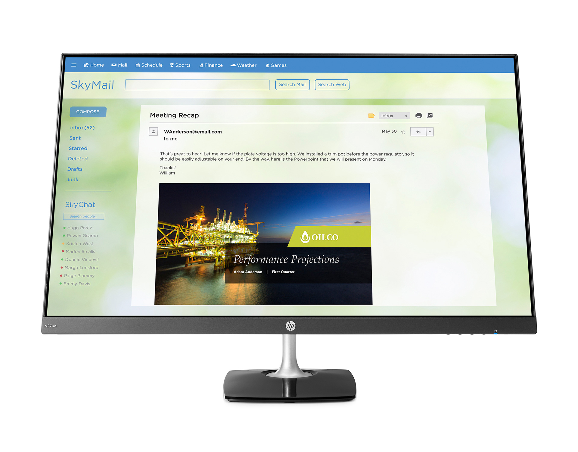 HP N270h 27インチワイドIPSモニター 高さ調整 角度調整 HP 27