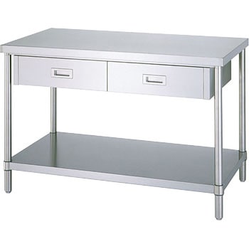 ステンレス作業台(片面引出付/ベタ棚仕様)(SUS430) シンコー 固定式